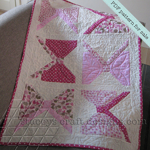 Lovely baby girl pink bows quilt PDF pattern by Stacey's Craft Designs [2]