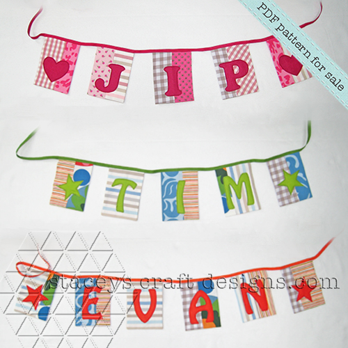 Patchwork Name Garland with felt appliqué by Stacey's Craft Designs [2]