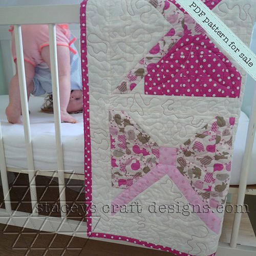 Lovely baby girl pink bows quilt PDF pattern by Stacey's Craft Designs [1]